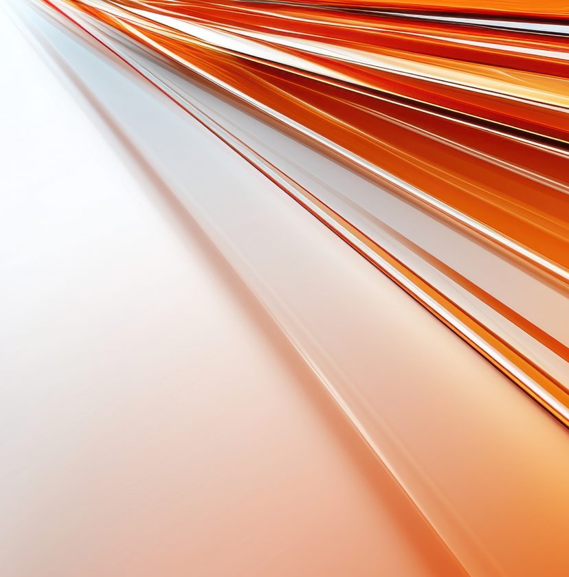 Fanned sheets of orange glass catching the light