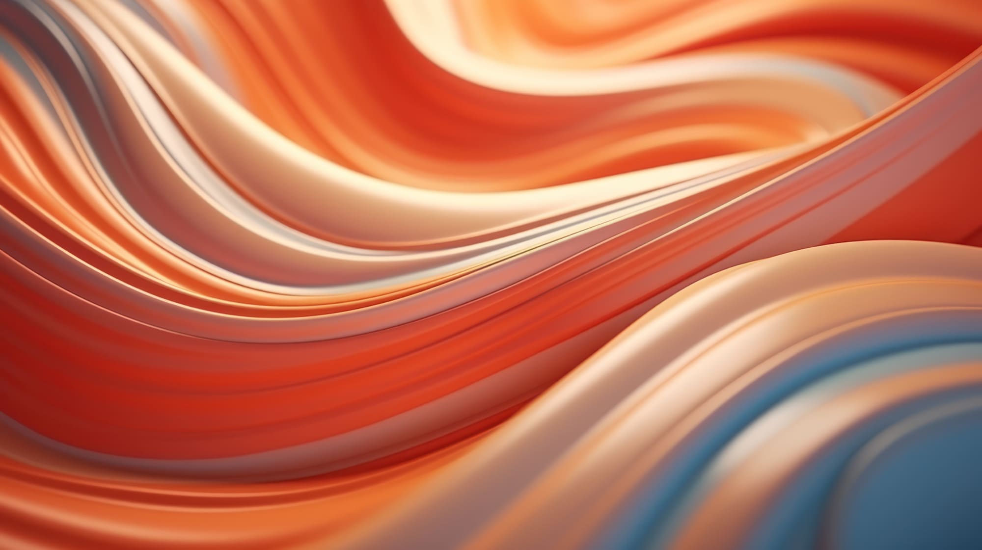 Flowing orange and blue abstract waves